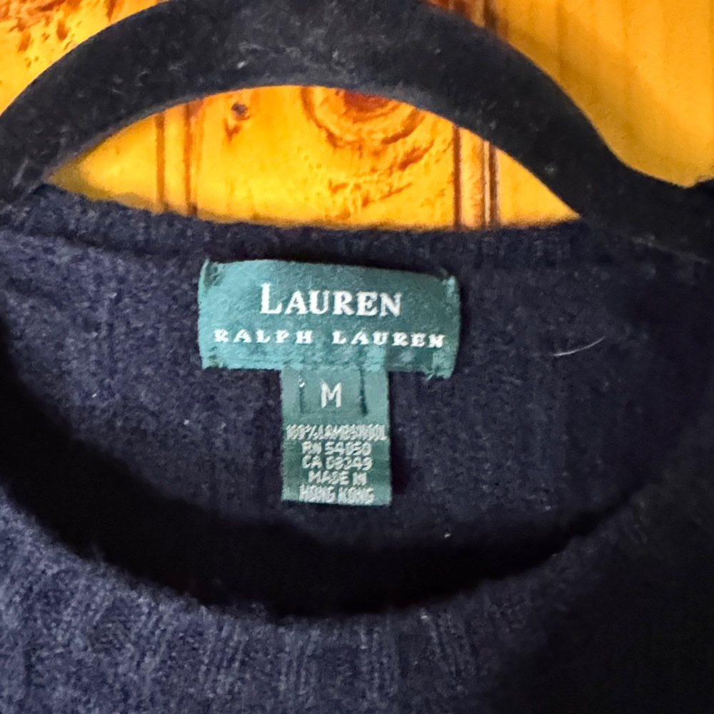 Vintage Lauren Ralph Lauren Black Cable Knit Sweater 100% lambswool - Picture 2 of 4